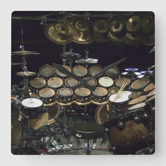 Drums Power スクエア壁時計 (正面)