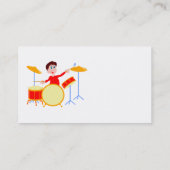 drumsetの鋭い端を遊んでいる漫画の男の子 名刺 (裏面)