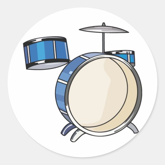 drumset シンプル three piece blue.png ラウンドシール (正面)