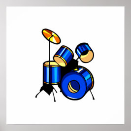 Drumset Graphic Blueバージョンのトラップセットイメージ ポスター
