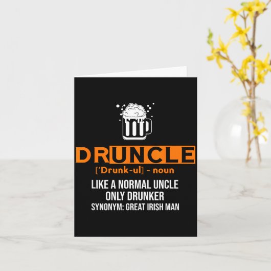 Druncle Funny St Patricks Day 2020 Iri-shirt  カード (黄色い花)
