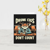 Drunk Cigs Don't Count Funny Cigarette Humor Smoki カード (黄色い花)