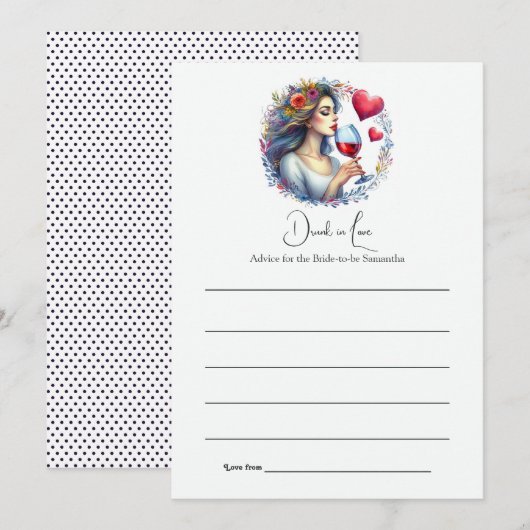 Drunk in Love Bridal Shower アドバイスカード (正面/裏面)