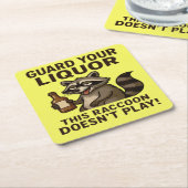 Drunk Raccoon スクエアペーパーコースター (アングル)