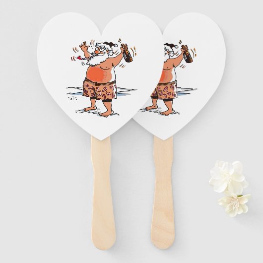 Drunk Santa heart hand fans ハンドファン (正面&裏面)