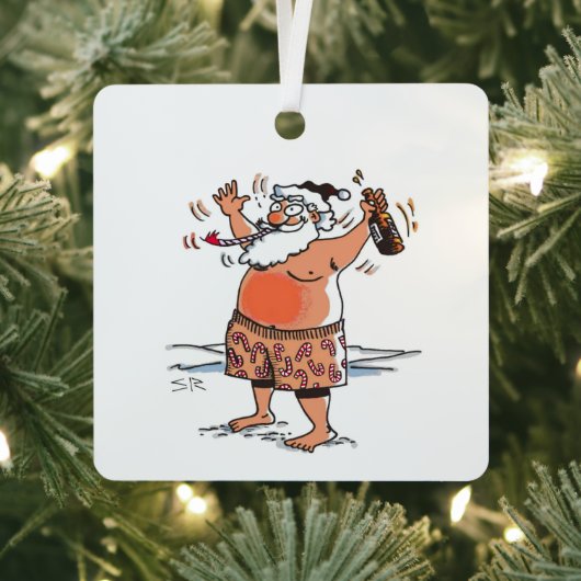 Drunk Santa square metal ornament メタルオーナメント (インサイチュ)