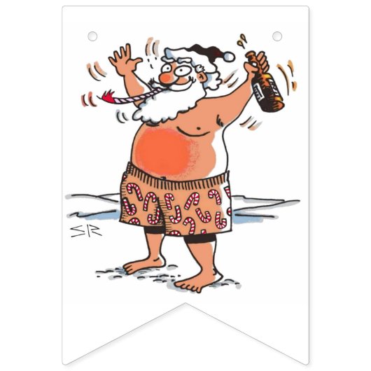 Drunk Santa swallowtail bunting banner バンティングフラッグ (第2の旗)