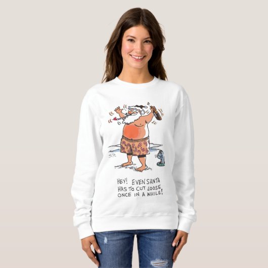 Drunk Santa w seal women white sweatshirt スウェットシャツ (正面フル)