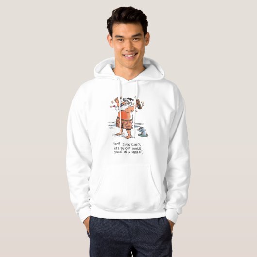 Drunk Santa white hooded sweatshirt パーカ (正面フル)