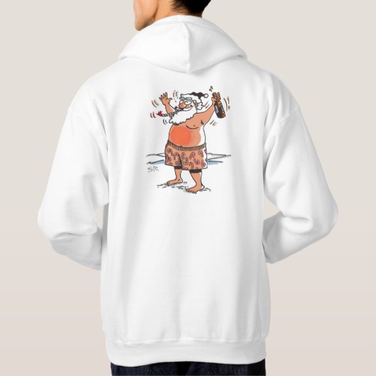 Drunk Santa white hooded sweatshirt back パーカ (裏面)