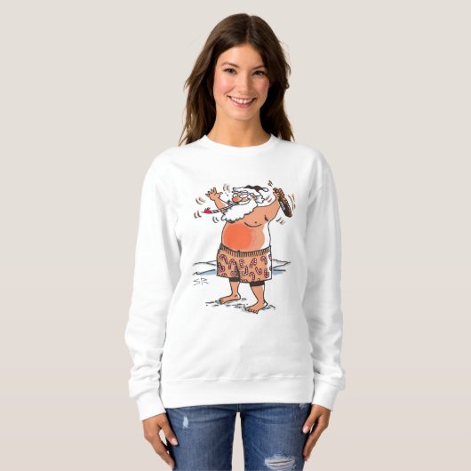 Drunk Santa women white sweatshirt スウェットシャツ (正面フル)