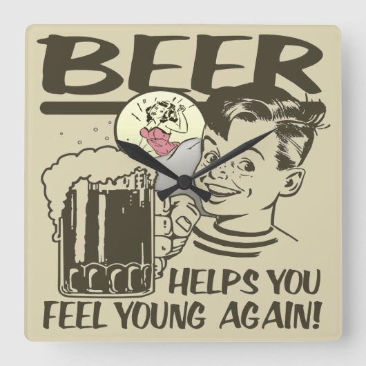 Drunker Iはここに坐ります スクエア壁時計 (正面)