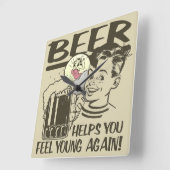 Drunker Iはここに坐ります スクエア壁時計 (傾斜)