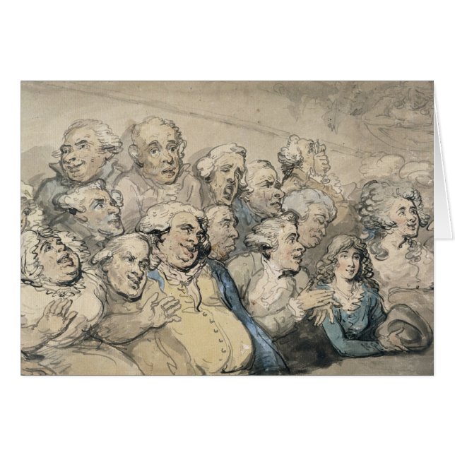 Druryの車線の劇場の聴衆(ペン及びインクおよびw (正面横)