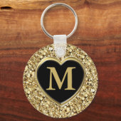 Druzy crystal monogram – 金属金ゴールド キーホルダー (正面)
