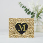 Druzy crystal monogram – 金属金ゴールド ポストカード (スタンド正面)