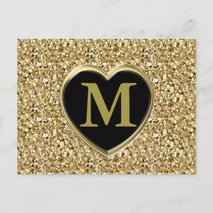 Druzy crystal monogram – 金属金ゴールド ポストカード