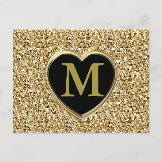 Druzy crystal monogram – 金属金ゴールド ポストカード (正面)