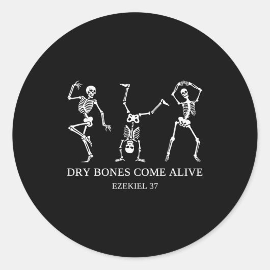 Dry Bones Come Alive Ezekiel 37 Funny Skeleton Hal ラウンドシール (正面)