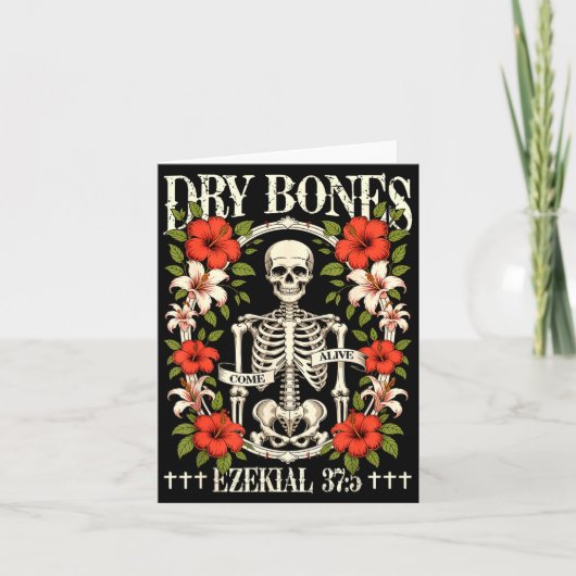 Dry Bones Come Alive Funny Skeleton Floral Christi カード (正面)