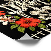 Dry Bones Come Alive Funny Skeleton Floral Christi ポスター (角)