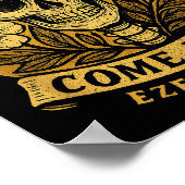 Dry Bones Come Alive Funny Skeleton Floral Christi ポスター (角)
