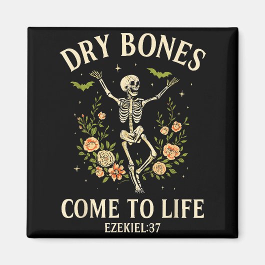 Dry Bones Come To Life Dancing Floral Skeleton  マグネット (正面)