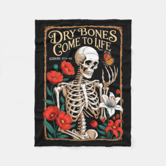Dry Bones Come to Life Skeleton Floral Ezekiel フリースブランケット