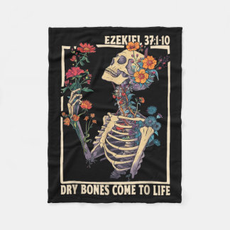 Dry Bones Come to Life Skeleton Floral Ezekiel フリースブランケット