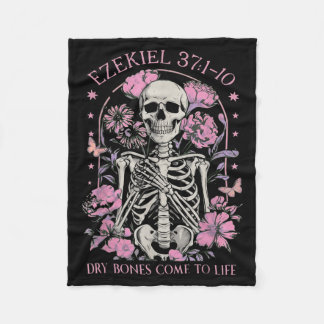 Dry Bones Come to Life Skeleton Floral Ezekiel フリースブランケット