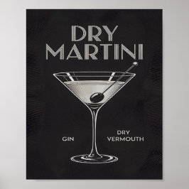 Dry Martini Cocktail Gin Vermouth Elegant Black ポスター