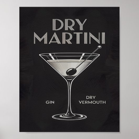Dry Martini Cocktail Gin Vermouth Elegant Black ポスター (正面)
