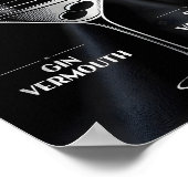 Dry Martini Cocktail Ingredients Silver Black Bar ポスター (角)