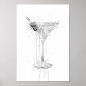 Dry Martini Cocktail Wall Art Print (Grey Edition) ポスター (正面)
