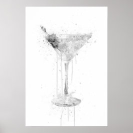 Dry Martini Cocktail Wall Art Print (Grey Edition) ポスター