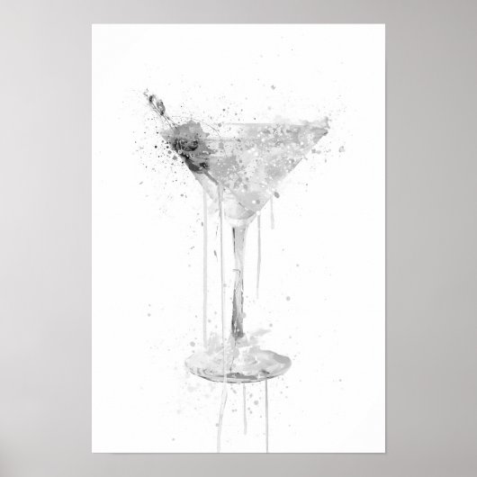 Dry Martini Cocktail Wall Art Print (Grey Edition) ポスター (正面)
