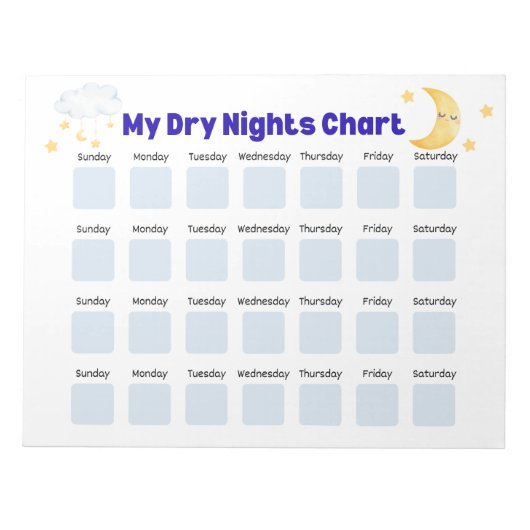 Dry Nights Sticker Chart: Bedwetting Tracker, Pott ノートパッド (正面)