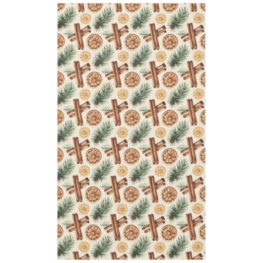 Dry Oranges Cinnamon Sticks Fir Branches テーブルクロス (正面)