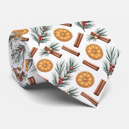 Dry Oranges Cinnamon Sticks Fir Branches ネクタイ (ロール)