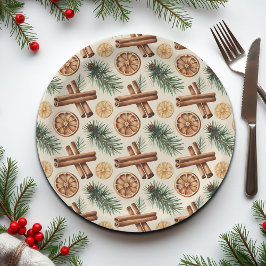 Dry Oranges Cinnamon Sticks Fir Branches ペーパープレート