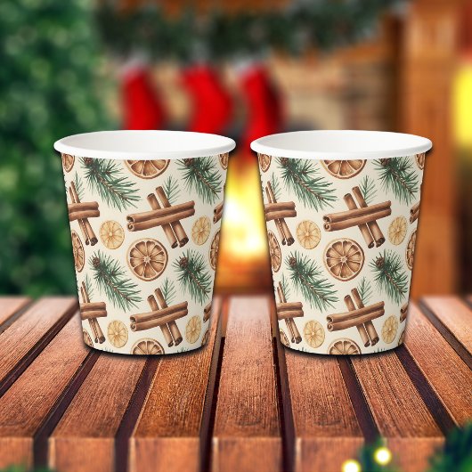 Dry Oranges Cinnamon Sticks Fir Branches 紙コップ