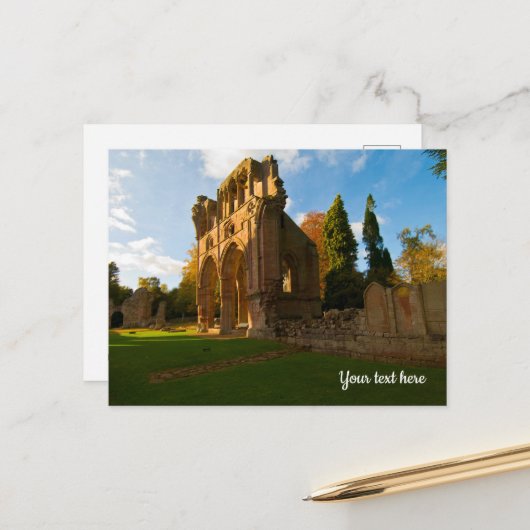 Dryburgh Abbey、スコットランドのはがき ポストカード (正面/裏面インサイチュ)