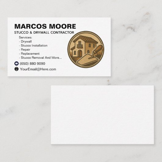 Drywall and Stucco Business Card Template Plaster 名刺 (正面/裏面)