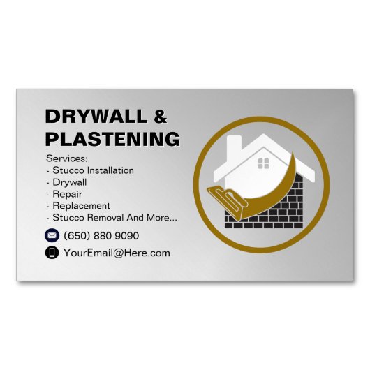 Drywall Business Card Magnet Plaster マグネット名刺 (正面)