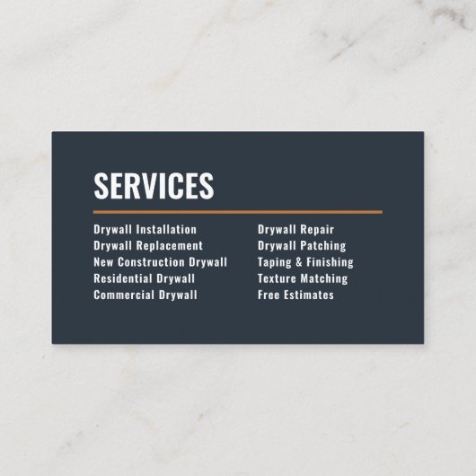 Drywall Installation & Taping Modern Navy & Copper 名刺 (裏面)