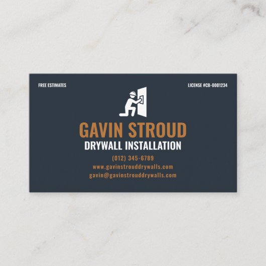 Drywall Installation & Taping Modern Navy & Copper 名刺 (正面)