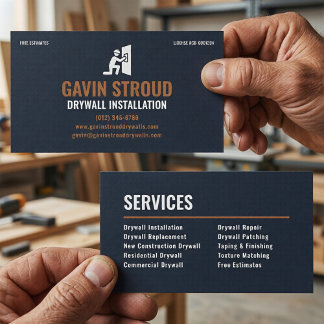 Drywall Installation & Taping Modern Navy & Copper 名刺
