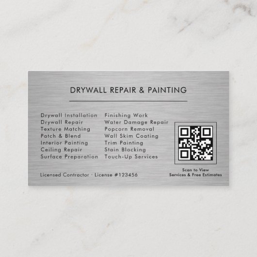Drywall & Paint Painting QR Code Professional 名刺 (裏面)