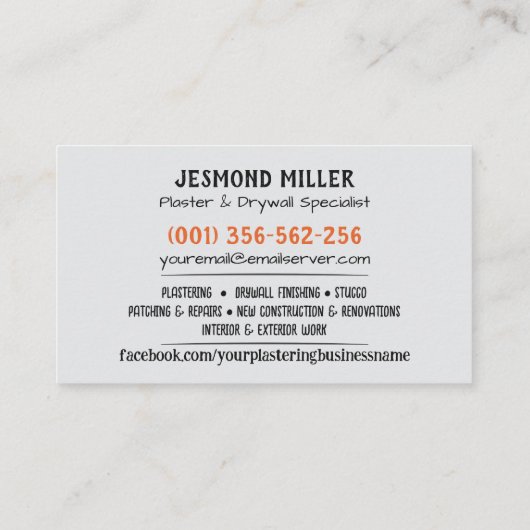 Drywall Plastering Services Watercolor art 名刺 (裏面)