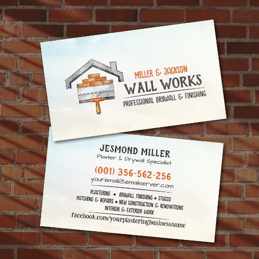 Drywall Plastering Services Watercolor art 名刺